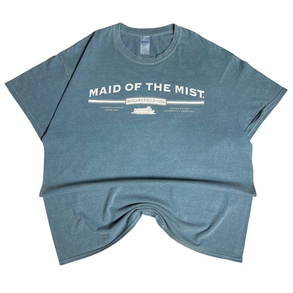 Gildan Maid of the Mist Niagara Falls USA Graphic T-Shirt Mens XL Teal Blue